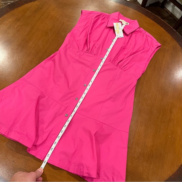 NEW MICHAEL MICHAEL KORS Pleated Cap Sleeve Mini Dress Pink Medium Shirt Dress - Picture 15 of 16